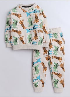 Buy Boys' 2-Piece  -Printed Sweatshirt and Jogger Set  (6mo - 3Yrs ) Beige in UAE