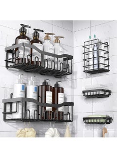 Buy Shower Caddy 5 Pack,Adhesive Shower Organizer for Bathroom Storage&Kitchen,No Drilling,Large Capacity,Rustproof Stainless Steel Bathroom Organizer,Bathroom Shower Shelves for Inside Shower Rack in Saudi Arabia