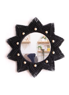 Buy Boho Macrame Round Hanging Mirror Bohemian Wall Décor black in Egypt