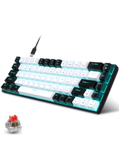 Buy ROCK POW 60% Mechanical Gaming Keyboard, 68keys Ice Blue Backlit Ultra-Compact Mini Keyboard, Waterproof Mini Compact Keyboard for PC/Mac Gamer, Typist, Trip Red Switch in UAE