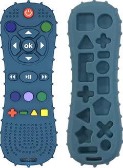 Buy Soft Chew Toys with TV Remote Control Shape Early Educational Sensory Toy Teething Relief and Soothe Sore Gum Infant Teether for 3-6 Months Blue in Saudi Arabia