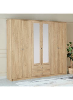 Buy Nordica 6-Door Wardrobe With 2 Drawers And Mirror 55 x 220 x 240 cm in Saudi Arabia