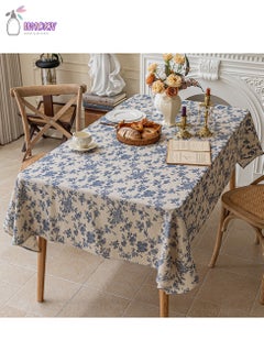 Buy Cotton Linen Tablecloth, Blue Orchid, Wear-Resistant, Suitable For Table, Coffee Table, Nightstand, 150*180Cm in Saudi Arabia