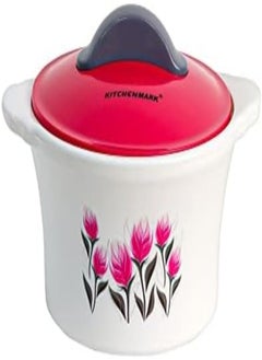 Buy Kitchenmark Rose Casserole Dishes With Handle 2000Ml Flowers Orchid Design Printed Food Grade Bpa Free Casseroles With Lid Hot Pot Serving Dish Bowls Containers Hotpot Box Tableware (Red Color) in UAE