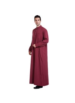 Buy Mens Middle Eastern Thobe TH815 Hot Sale Wine red in Saudi Arabia