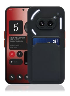 اشتري For Nothing Phone 2A Slim Full Body Silicone Protective Phone Case Cover With Card Slot Holder - Black في السعودية