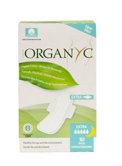 Buy Organyc Clinically Proven Protection Organic Cotton Feminine Pads Overnight, Super Flow, 10 Pieces in Saudi Arabia