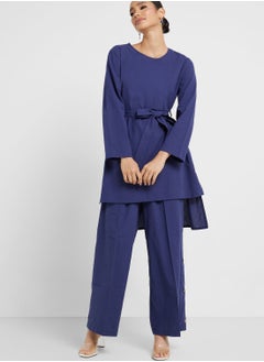 Buy Belted Tunic And Pant Set in UAE