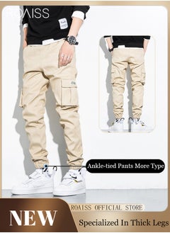 Buy Men's Cargo Pants Casual Pants with Elastic Drawstring Suitable for Various Body Types Simple and Trendy in Saudi Arabia