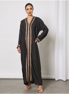 Buy Abaya With Contrasting Stone Work And Lace Embellished in UAE