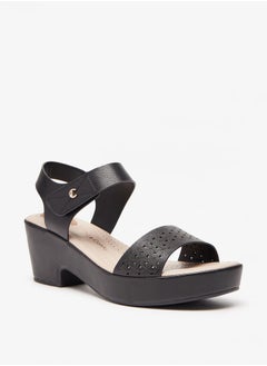 Buy Women's Lazer Cut Open Toe Sandals with Block Heel in UAE