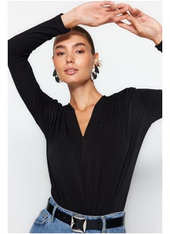 Buy Black Stone Printed Double Breasted Collar Long Sleeves Padded Flexible Knitted Snaps Body TWOAW24BD00042 in Egypt