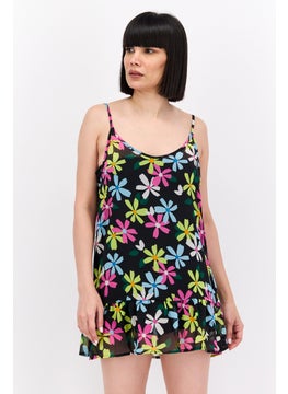 اشتري Women Floral Print Beachwear Dress, Black Combo في الامارات