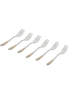 اشتري Harith 6-Piece Cake Fork Set, Silver & Gold - 15 cm في الامارات