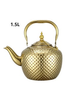 Buy Tea pot coffee kettle golden Stainless steel 1.5L in Saudi Arabia