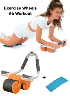 اشتري Abs Exercise Wheel Roller Abdominal Exerciser with Elbow Support Adjustable Spring Non Slip Handles for Men and Women Core Strength Training Home Workouts Timer Automatic Rebound في الامارات