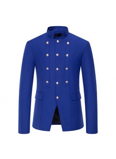 اشتري Mens Vintage Slim Fit Suit Jacket Casual Wedding Sapphire Blue في الامارات