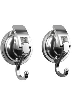 Buy Vacuum Suction Cup Hooks,  Silver Chrome-Plated Polished Heavy-Duty Suction Cup Hooks, Easy to Install and Remove Without Punching for Kitchen, Bathroom and Restroom (2 Pack) in UAE