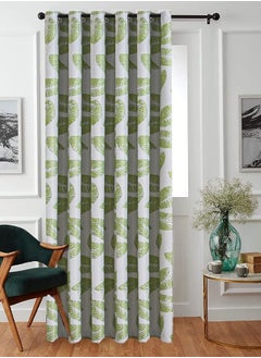 اشتري Patio Sliding Door Grommet Room Divider Banana Leaf Printied Blackout Curtain White/Green 200x270cm في الامارات