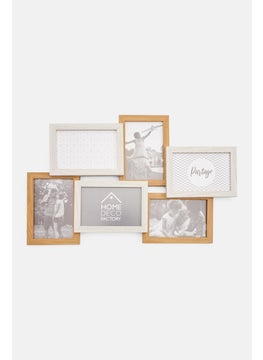 اشتري 6 Decorative Jumble Wood Family Photo Frame, White/Beige في السعودية