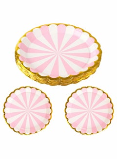 Buy Pink and Gold Paper Plates, Disposable Plates Pastel Party Tableware Paper Party Plates 20 pcs in Saudi Arabia