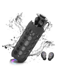 Buy 2-in-1 Bluetooth Speaker and Earphones Set, 15W Stereo Sound, IPX5 Waterproof, Latest Bluetooth 5.3, with RGB Lights, Ideal for Parties, Beach, Camping in UAE