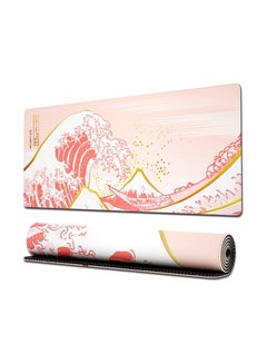 Buy Large Gaming Mouse Pad with Stitched Edges, Japanese Great Wave Anime Desk Mat, Extended XL Mousepad with Anti-Slip Base, Cute Desk Pad for Keyboard and Mouse, 31.5 x 11.8 in, Pink and Gold in UAE
