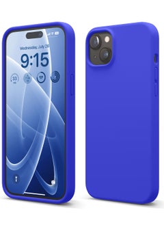 Buy Liquid Silicone for iPhone 15 PLUS Case Cover Full Body Protection, Shockproof, Slim, Anti-Scratch Soft Microfiber Lining - Cobalt Blue in UAE