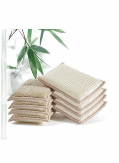 اشتري Bamboo Dish Sponges, 8 Pcs Kitchen Cleaning Sponges Reusable Washing Brown في الامارات