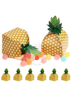 Buy Pineapple Favor Boxes Small, 24pcs 3D Pineapple Gift Boxes for Tropical Hawaiian Themed Party Decorations, Goodie Boxes for Luau BBQ Summer Beach, Pool Birthday Fruit Candy Boxes Party Favors in UAE