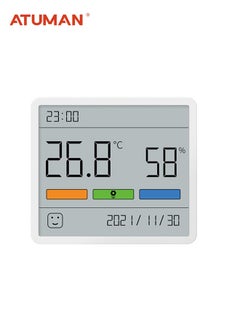 Buy ATuMan TH1 Room Thermometer Indoor - Hygrometer Temperature and Humidity Monitor with High Accuracy Sensor LCD Display Large Display Date Clock for Kitchen Baby Room Office (White) in UAE