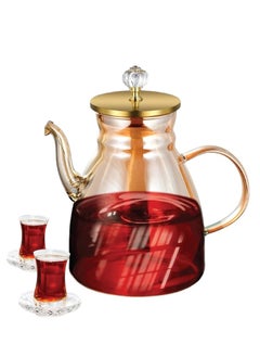 Buy Heat Resistant Glass Teapot Set Clear in Saudi Arabia