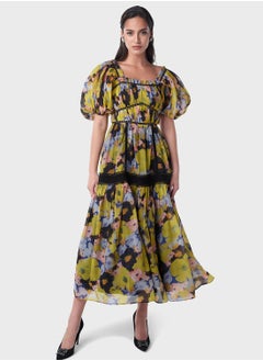 Buy Printed Lace Insert Dress in UAE