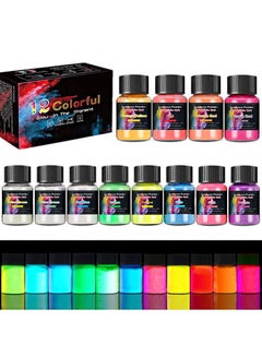 Buy 12 Color Glow in the Dark Powder Set, Glow in the Dark Mica Pigment Powder for Epoxy, Fluorescent Dye for Fine Art, Acrylic Paint, DIY Crafts (20g per bottle) in Saudi Arabia