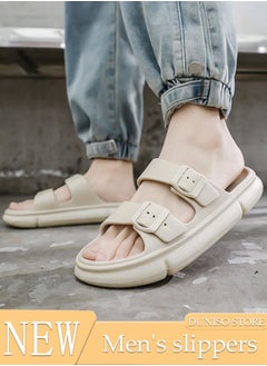 Buy Men's slippers Summer Sandals Lightweight Slide Sandal with Non-slip Soles Thick Sole Beach Slipper Breathable Slip-on Sandal House Flat Slipper for Pool Beach Yard Kitchen Shower in UAE