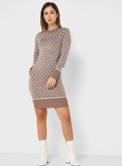 Buy Printed Knitted Bodycon Dress in UAE
