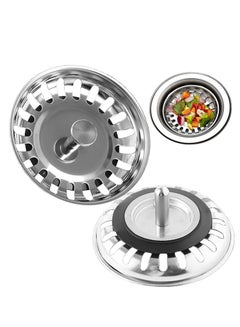 Buy Kitchen Sink Strainer, 2Pcs Sink Basket Strainer Replacement Stainless Steel Waste Plug Basin Sink Filter Stopper for Kitchen Bathroom Accessories in UAE