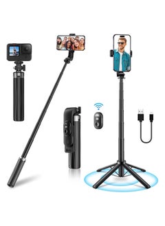 اشتري Selfie Stick 80cm Length Tripod Quadrapod, Extendable Selfie Stick phone Tripod Quadrapod with Bluetooth Wireless Remote Phone Holder في الامارات