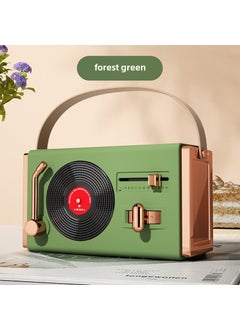 اشتري 2020 Bluetooth Speaker Alarm Clock Wireless Charging Retro Bluetooth Speaker-Forest Green في الامارات