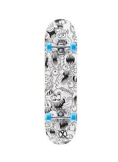 Buy Kids Colour-In Skateboard - Customizable Beginners Skateboard with Double Kick, 31 x 8 Inches Deck, White in UAE