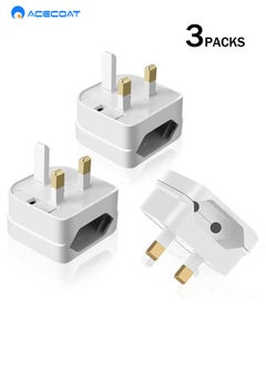 Buy 3 Packs EU to UK Travel Plug Adapter-2 Pin European to 3 Pin Portable Socket Converter for Business Trip Hotel Home-Type C G for Hong Kong/Singapore/Malaysia/India/Pakistan/Vietnam/Maldives, White in Saudi Arabia