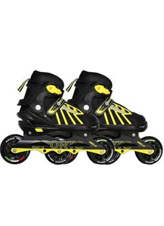 اشتري Inline Adjustable Skates Large Size 39 EUR (UK 5.5) - 43 EUR (UK 9) for 12 Years and Above | Aluminium Chassis and 100 mm  Three Wheels | Skating Shoes في الامارات