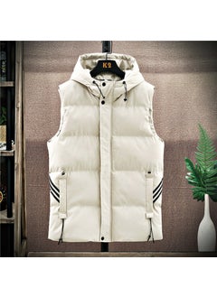 Buy Mens Plus Size Hooded Puffer Vest Waistcoat Winter Khaki in UAE