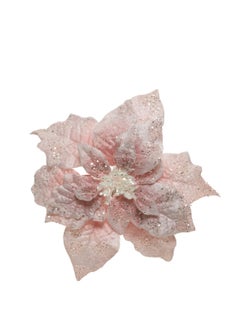 اشتري Kaemingk Poinsettia On Clip Polyester Velvet Glitter Blush Pink في الامارات