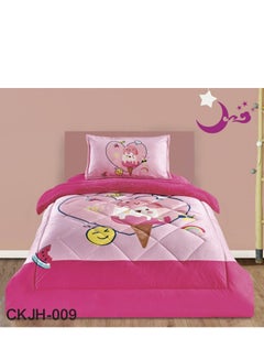 Buy Winter Children's Bed Sheet 3 Pieces Two Sides Quilted and Velvet Drawings150x200 cm in Saudi Arabia