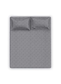 Buy Albany Single Bed Fitted Sheet Set 120X200+30 Cm/50X75+15 Cm Scallop Grey (ANU-DUB-034 A) in UAE