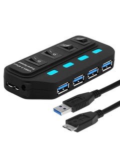 اشتري 4 Ports USB 3.0 Hub with Individual Switches for each Data Transfer Ports(Black) في السعودية