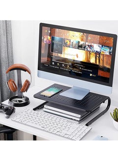 اشتري Monitor Stand Riser, Desk Organizer for Laptop Computer,Monitor Stand for Printer, PC, Notebook, Save Space Laptop Stand Desk for Home and Office Use, U Shape Black. في الامارات