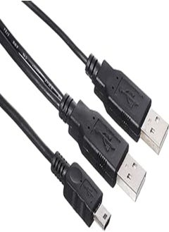 اشتري Keendex kx 1610 5pin male to 2xusb2.0 male cable for external hard hdd (mini-b to dual power 2xusb), 1 meter - black في مصر