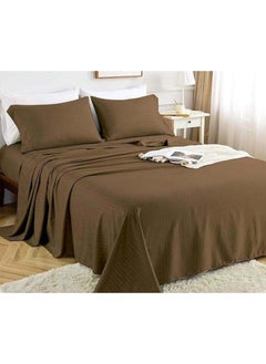 Buy Hotel Collection Coffee Brown King Flat Sheet with 2 Pillow Cases 240x280 cm in UAE